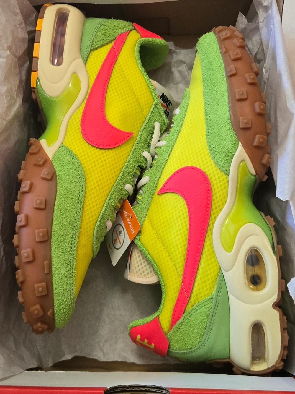 Nike MENS Neon Green and Yellow Trail Waffle Sneakers - Picture 3 of 5